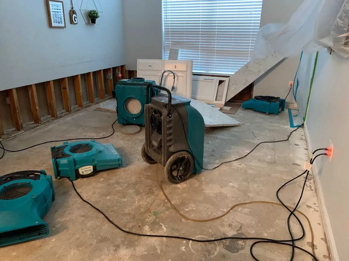 Dehumidifier in flood-cut room for Water Extraction & Removal in Jackson